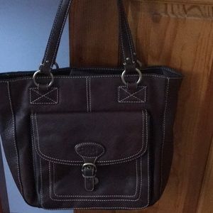 Brown leather tote